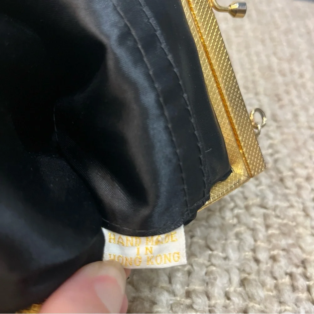 VTG 60s Handmade Unique Black Bead Handbag Clutch Evening Purse Hong‎ Kong